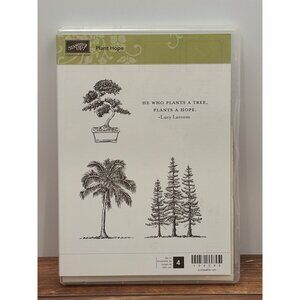 STAMPIN UP 120540 PLANT HOPE RUBBER CLEAR MOUNT STAMP SET OF 4 PINE BONSAI PALM